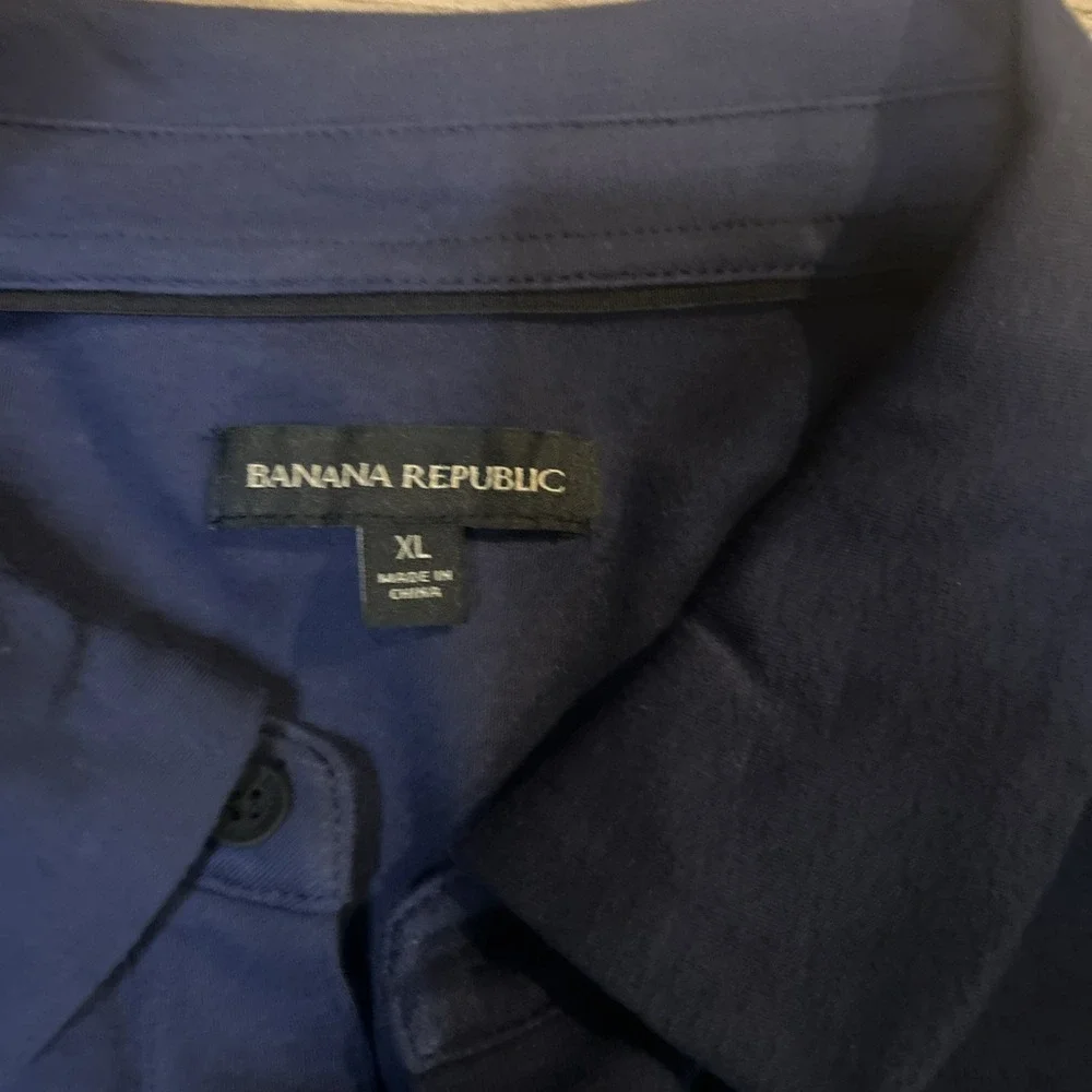 NWT Banana Republic Men's Luxe Touch Long Sleeve Polo Cotton BLUE XL (023)